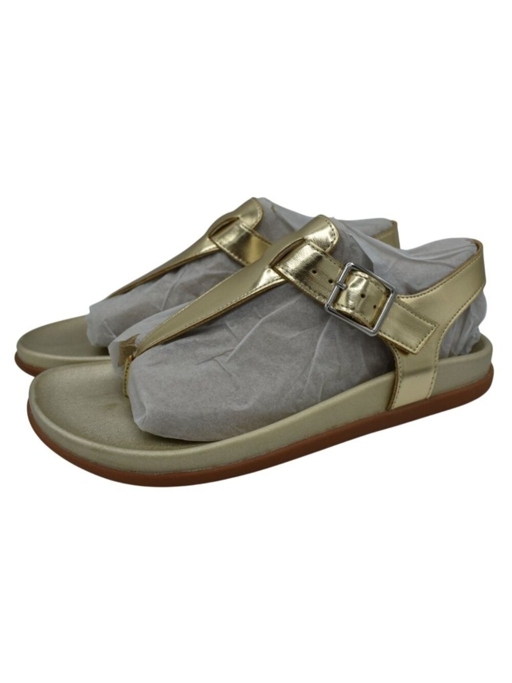 Blondo Womens Size 7 Niomi Ankle Strap‎ Gold Metallic Leather Sandals Shoes